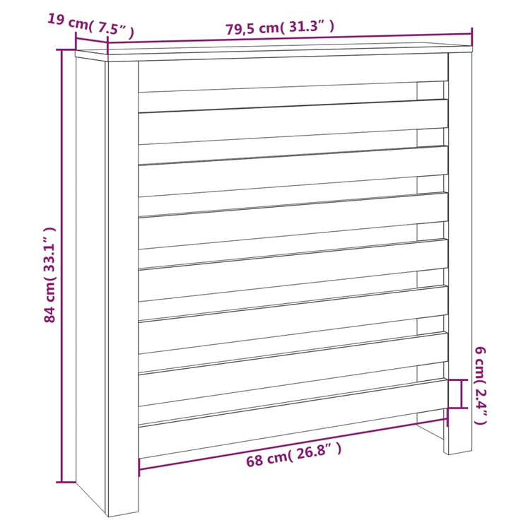 Copertura Termosifone Bianca 79,5x19x84 cm Legno Massello Pino 822592