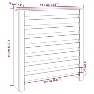 Copertura Termosifone Grigia 79,5x19x84 cm Legno Massello Pino cod mxl 64924