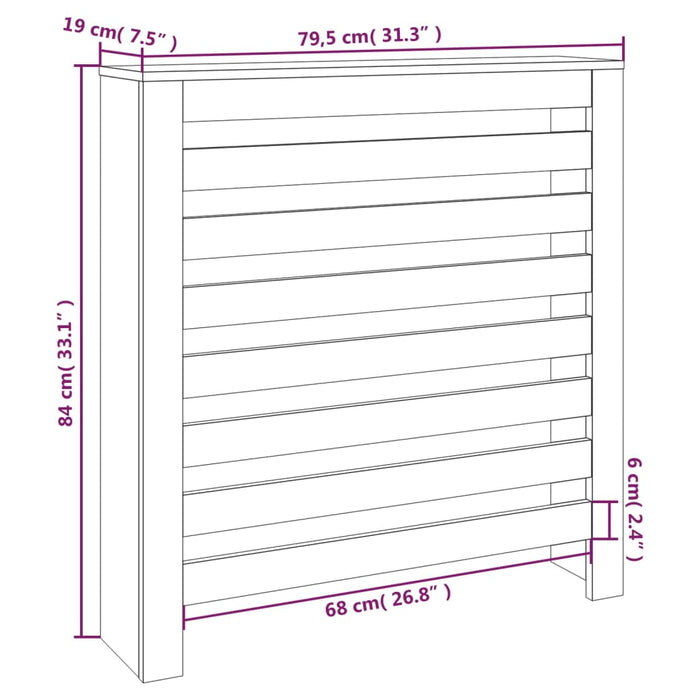 Copertura Termosifone Grigia 79,5x19x84 cm Legno Massello Pino cod mxl 64924