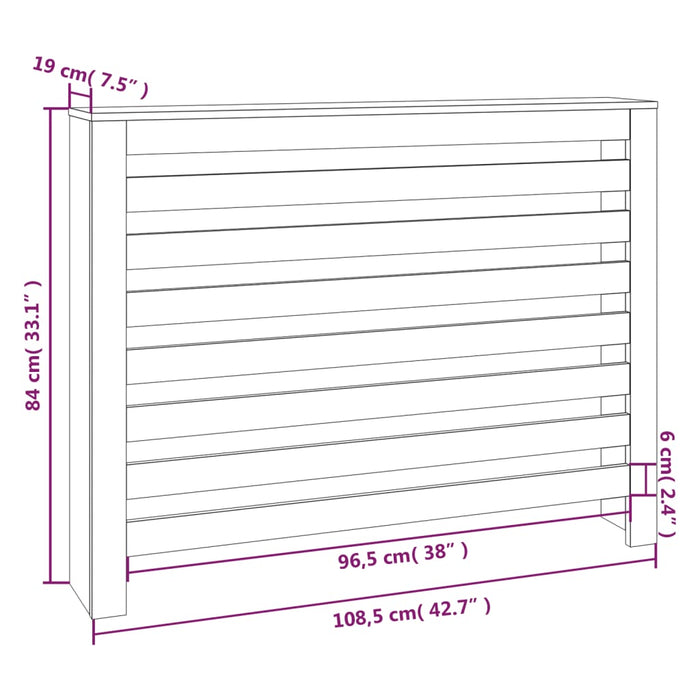 Copertura Termosifone 108,5x19x84 cm in Legno Massello di Pino 822596