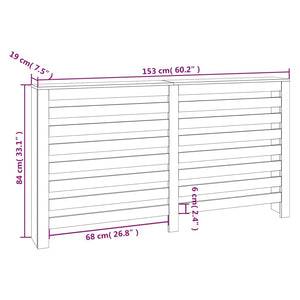 Copertura Termosifone Bianca 153x19x84 cm Legno Massello Pino cod mxl 78378