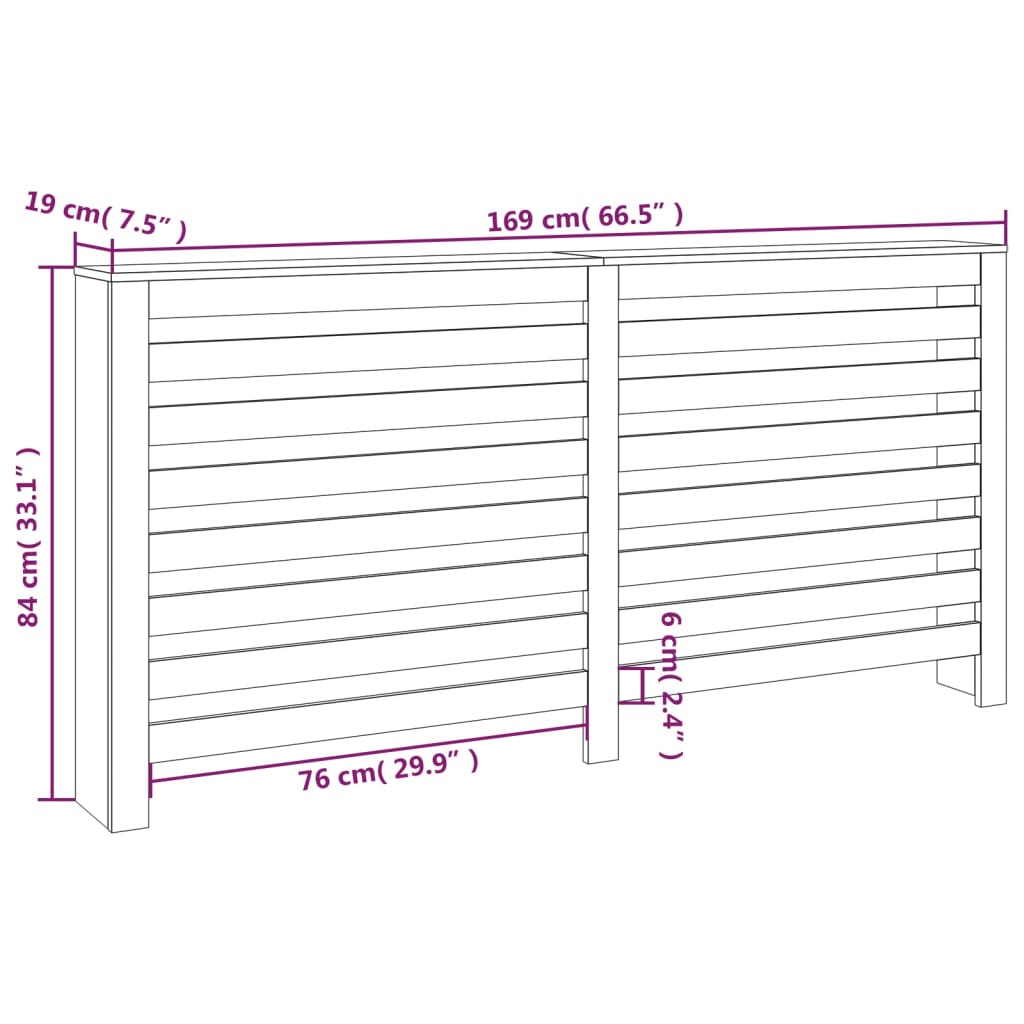 Copertura Termosifone 169x19x84 cm in Legno Massello di Pino cod mxl 75264