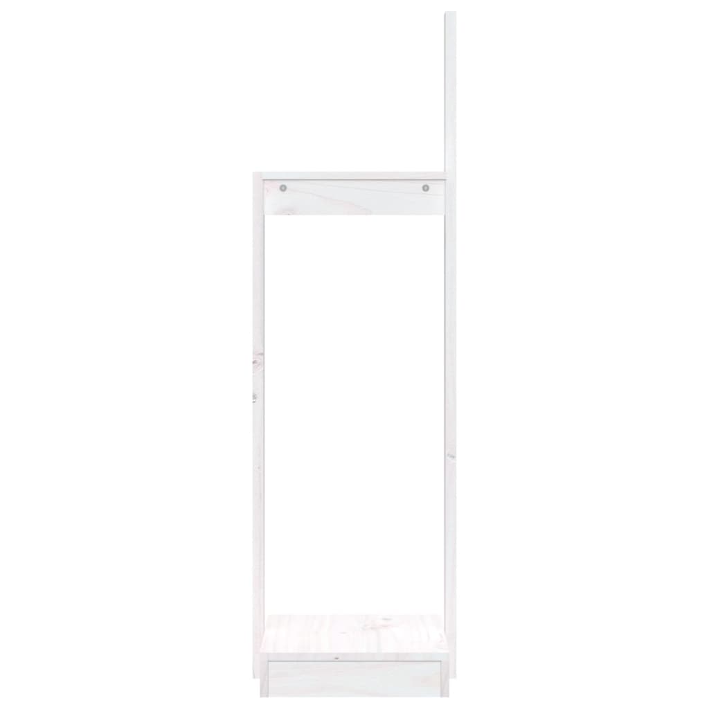 Portalegna Bianco 33,5x30x110 cm in Legno Massello di Pino 822617