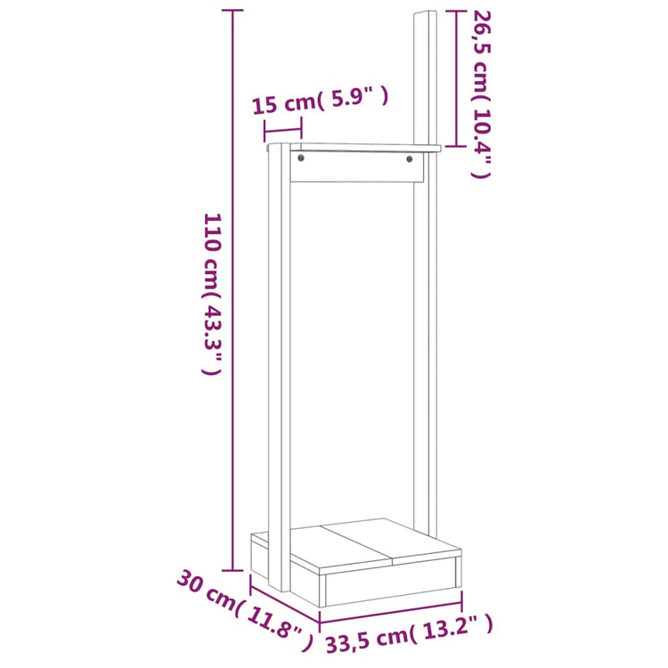 Portalegna Miele 33,5x30x110 cm in Legno Massello di Pino cod mxl 18301