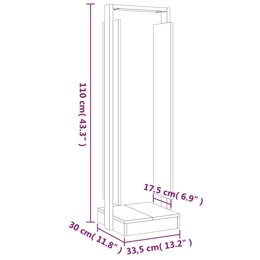 Portalegna 33,5x30x110 cm in Legno Massello di Pino 822621