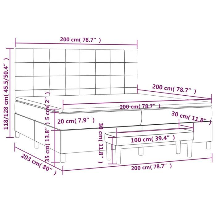 Giroletto a Molle con Materasso Tortora 200x200 cm in Tessuto 3136625