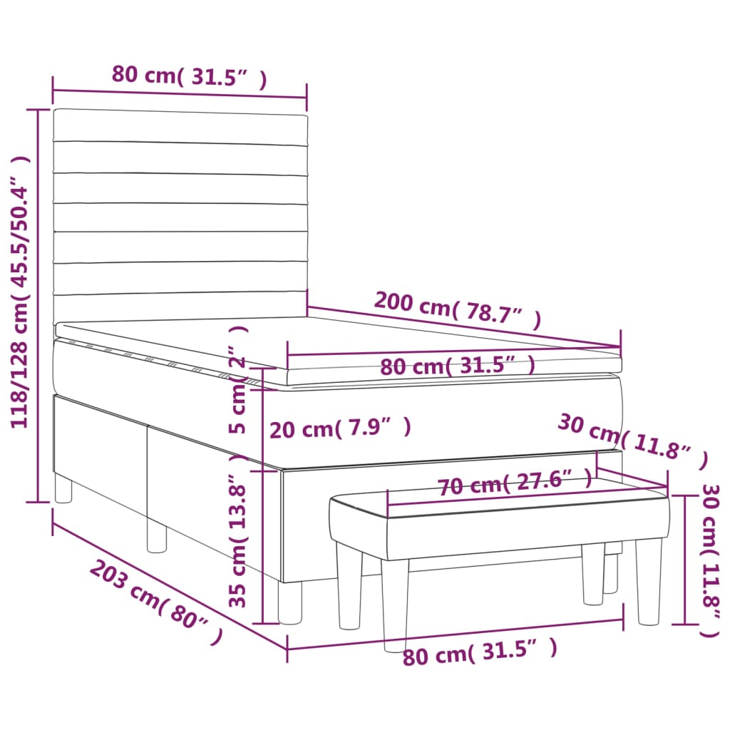 Giroletto a Molle con Materasso Tortora 80x200 cm inTessuto 3136633