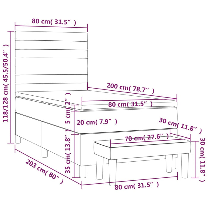 Giroletto a Molle con Materasso Tortora 80x200 cm inTessuto 3136633