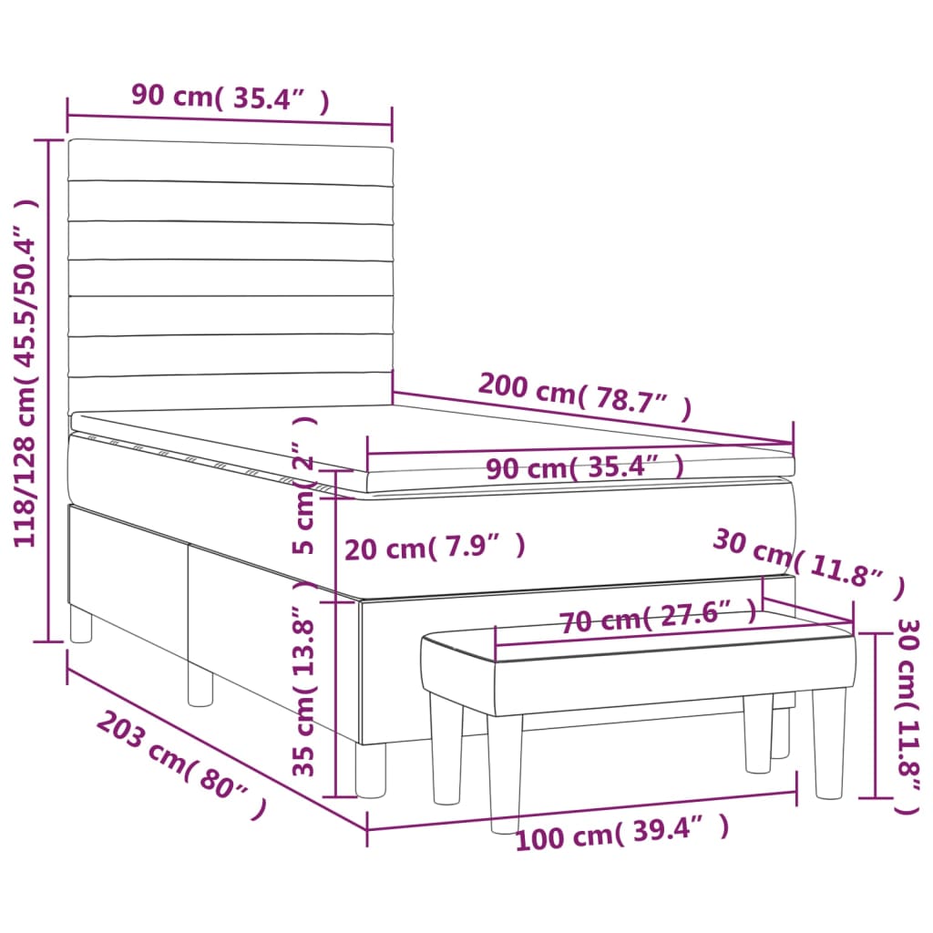 Giroletto a Molle con Materasso Tortora 90x200 cm inTessuto 3136649