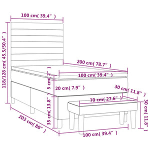 Giroletto a Molle con Materasso Marrone Scuro 100x200cm Tessuto 3136656