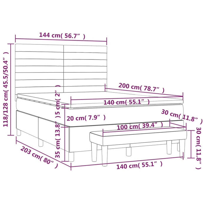 Giroletto a Molle con Materasso Tortora 140x200 cm in Tessuto 3136681