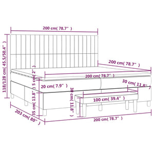 Giroletto a Molle con Materasso Grigio Chiaro 200x200cm Tessuto cod mxl 55350