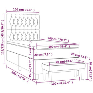 Giroletto a Molle con Materasso Tortora 100x200 cm in Tessuto 3136817