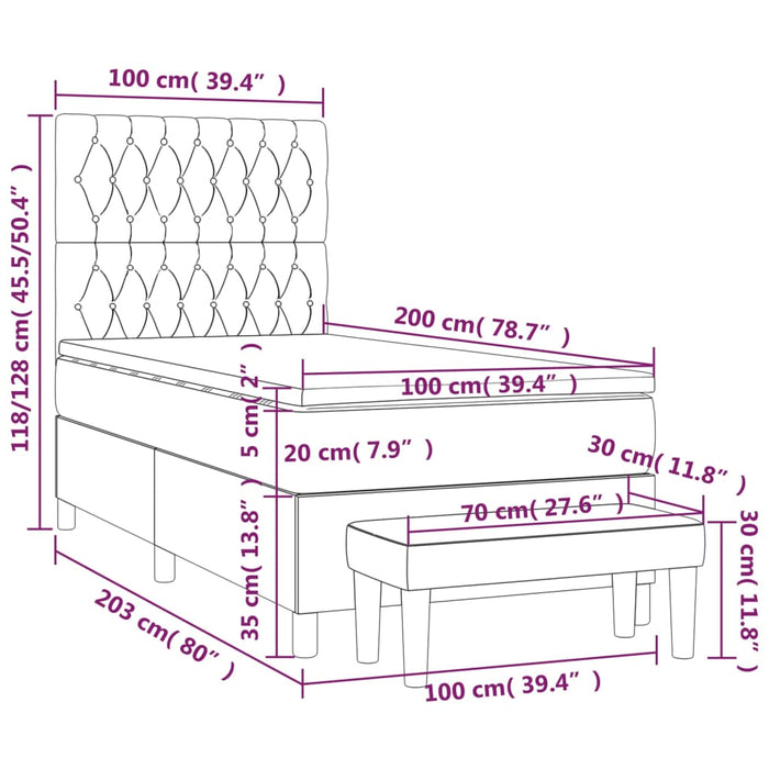 Giroletto a Molle con Materasso Tortora 100x200 cm in Tessuto 3136817