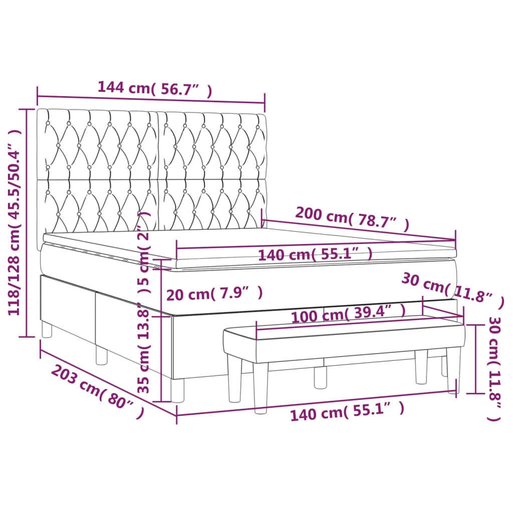 Giroletto a Molle con Materasso Tortora 140x200 cm in Tessuto 3136841