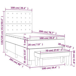 Giroletto a Molle con Materasso Marrone Scuro 100x200cm Tessuto 3136896