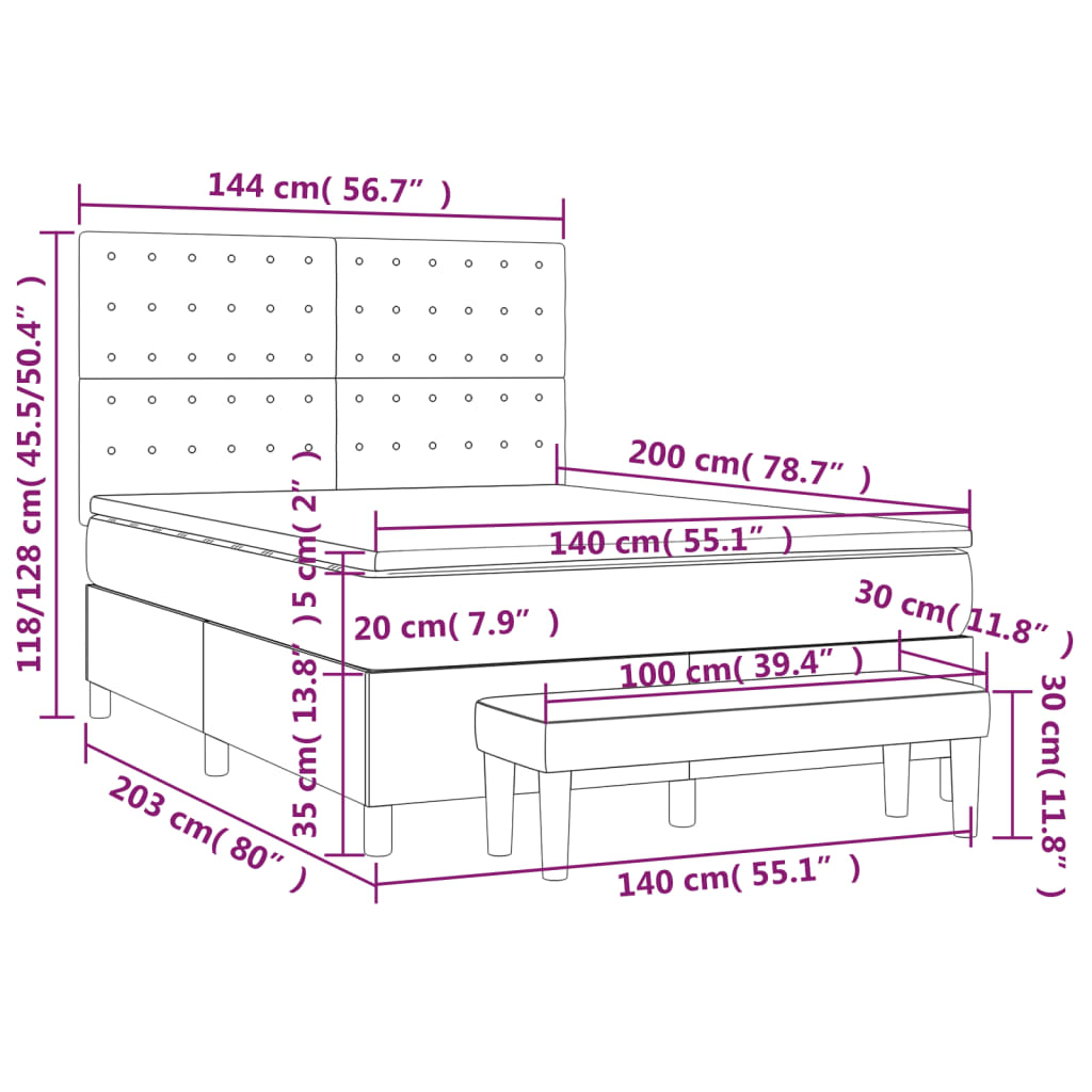 Giroletto a Molle con Materasso Tortora 140x200 cm in Tessuto 3136921