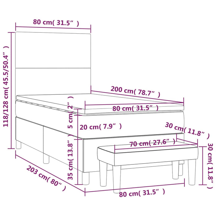 Giroletto a Molle con Materasso Marrone Scuro 80x200 cm Tessuto 3136952