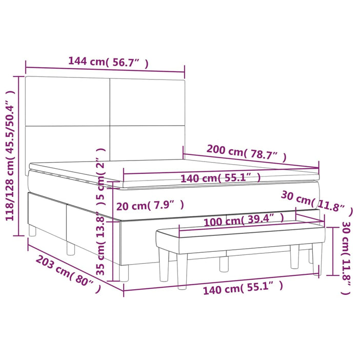 Giroletto a Molle con Materasso Grigio Scuro 140x200cm Tessuto 3136998