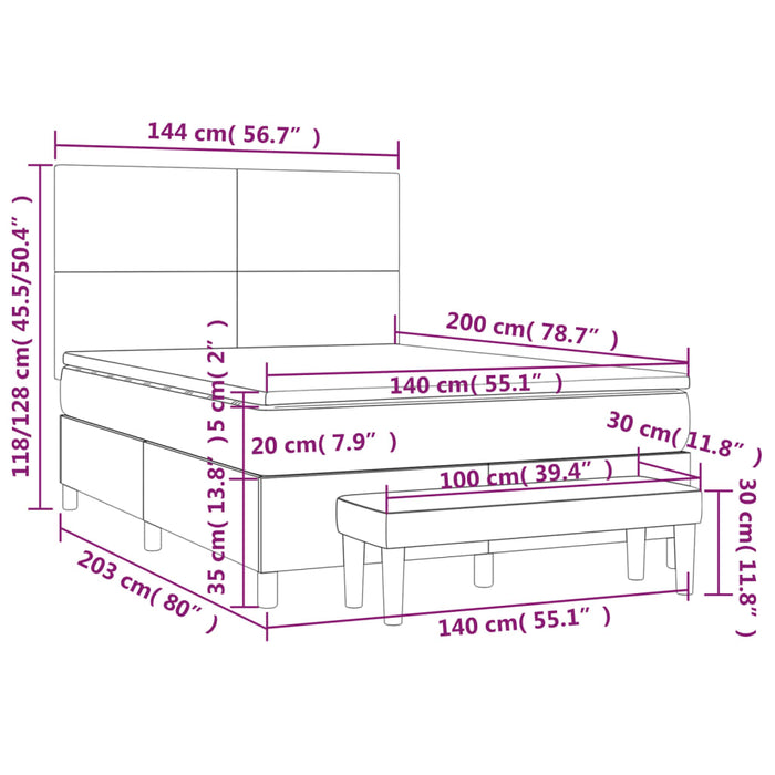 Giroletto a Molle con Materasso Marrone Scuro 140x200cm Tessuto 3137000