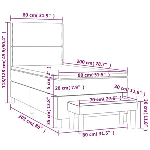 Giroletto a Molle con Materasso Marrone Scuro 80x200 cm Tessuto cod mxl 57903