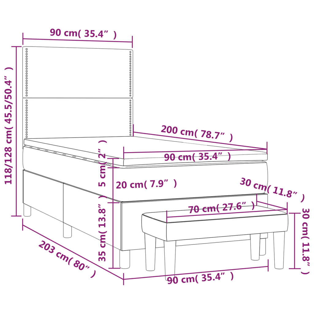 Giroletto a Molle con Materasso Tortora 90x200 cm inTessuto 3137049