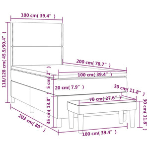 Giroletto a Molle con Materasso Tortora 100x200 cm in Tessuto 3137057