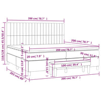 Giroletto a Molle con Materasso Grigio Scuro 200x200 cm Tessuto 3137342