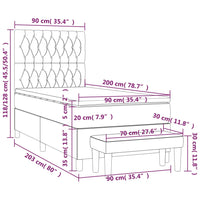 Giroletto a Molle con Materasso Grigio Chiaro 90x200 cm Tessuto 3137365