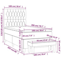 Giroletto a Molle con Materasso Grigio Scuro 100x200 cm Tessuto 3137374