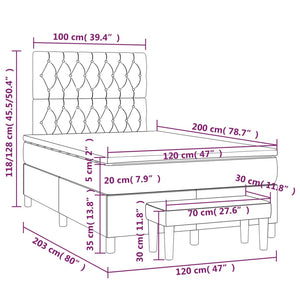 Giroletto a Molle con Materasso Grigio Scuro 120x200 cm Tessuto cod mxl 63408