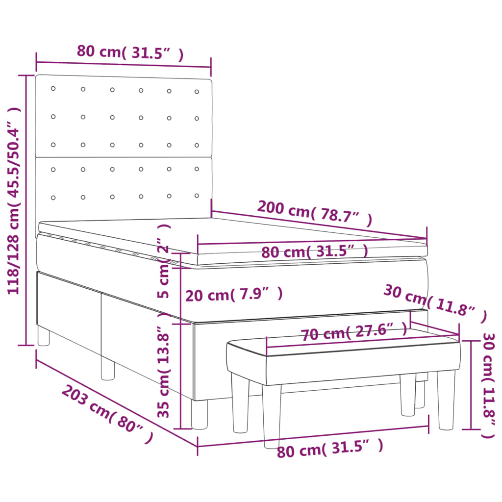 Giroletto a Molle con Materasso Tortora 80x200 cm inTessuto 3137433