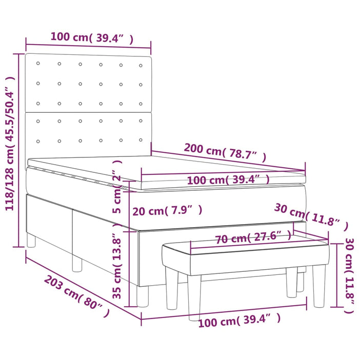 Giroletto a Molle con Materasso Marrone Scuro 100x200cm Tessuto 3137456