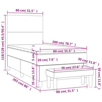 Giroletto a Molle con Materasso Blu Scuro 80x200 cm in Velluto 3137693