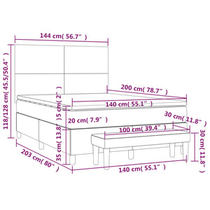 Giroletto a Molle con Materasso Blu Scuro 140x200 cm in Velluto 3137729