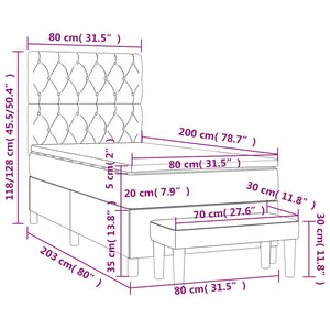 Giroletto a Molle con Materasso Rosa 80x200 cm in Velluto 3137994