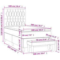 Giroletto a Molle con Materasso Grigio Scuro 100x200 cm Velluto 3138008