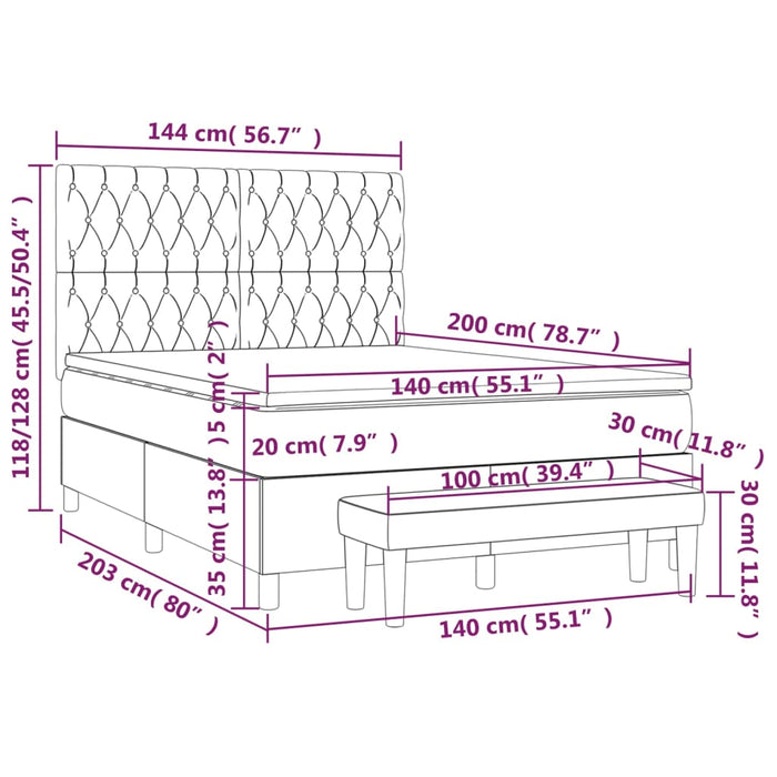 Giroletto a Molle con Materasso Blu Scuro 140x200 cm in Velluto 3138029