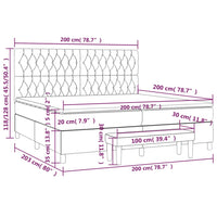 Giroletto a Molle con Materasso Grigio Scuro 200x200 cm Velluto cod mxl 61774