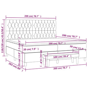 Giroletto a Molle con Materasso Blu Scuro 200x200 cm in Velluto 3138047