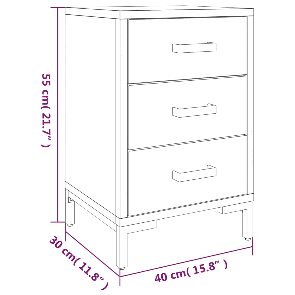 Comodini 2 pz 40x30x55 cm in Legno Massello di Pino 3120340