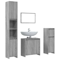 Set Mobili da Bagno 4 pz Grigio Sonoma in Legno Multistrato 3143929