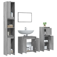 Set Mobili da Bagno 4 pz Grigio Sonoma in Legno Multistrato 3143929