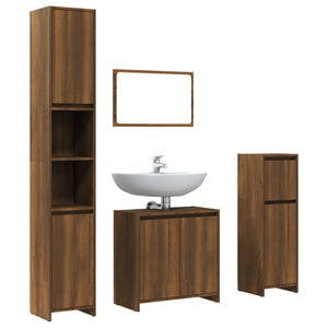 Set Mobili da Bagno 4 pz Rovere Marrone in Legno Multistrato 3143930