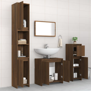 Set Mobili da Bagno 4 pz Rovere Marrone in Legno Multistrato 3143930