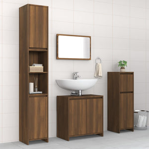 Set Mobili da Bagno 4 pz Rovere Marrone in Legno Multistrato 3143930