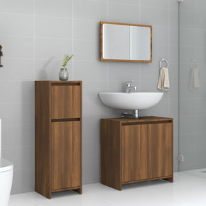 Set Mobili da Bagno 3 pz Rovere Marrone in Legno Multistrato 3143933