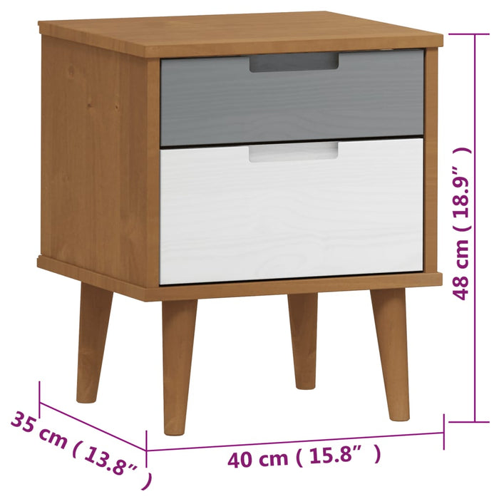 Comodino Marrone MOLDE 40x35x48 cm in Legno Massello di Pino cod mxl 30772