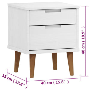 Comodino MOLDE Bianco 40x35x48 cm in Legno Massello di Pino cod mxl 30872