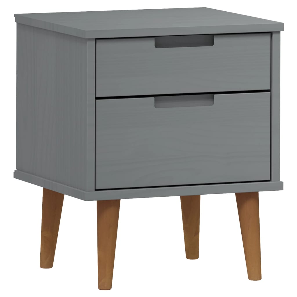 Comodino MOLDE Grigio 40x35x48 cm in Legno Massello di Pino cod mxl 30718